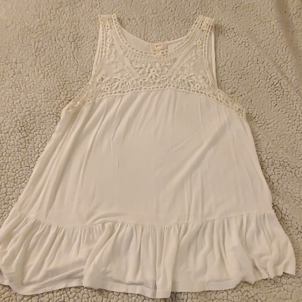 White lace top tank, size L
